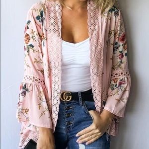 One Size Pink Bell Sleeve Kimono